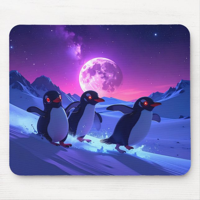 Neon Penguins Mouse Mat (Front)