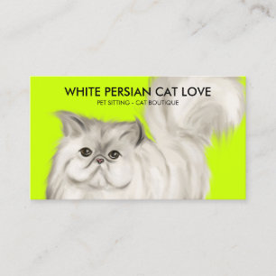 Neon Persian Cat Illustration Watercolor Business Card