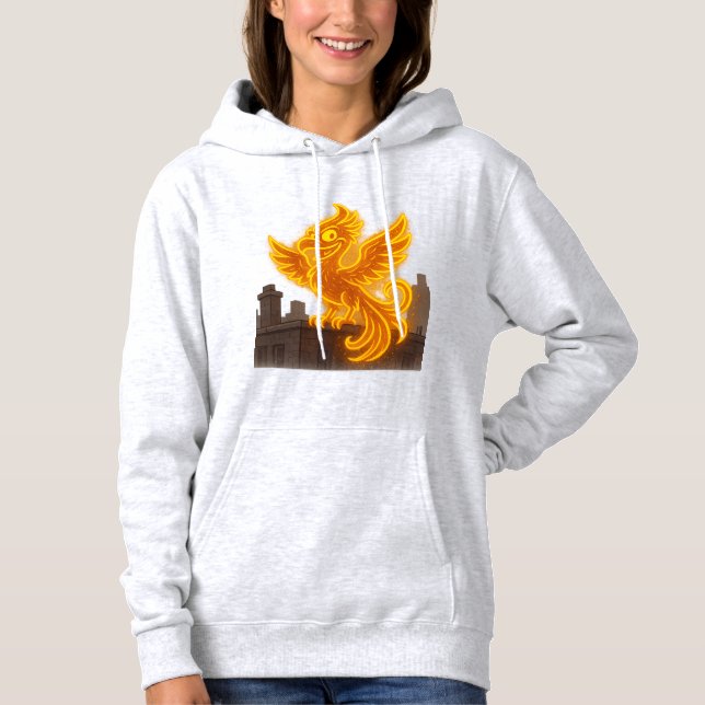 Neon Phoenix Rooftop Graffiti Art Hoodie (Front)