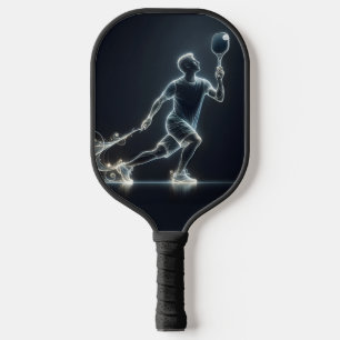 Neon Pickleball Player On Black Paddle