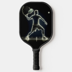 Neon Pickleball Player On Black Paddle