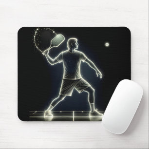 Neon Pickleball Player With Paddle Mouse Mat