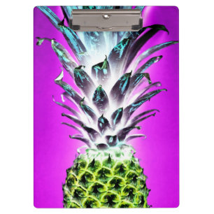 Neon pineapple colourful tropical fruit Hawaiian Clipboard