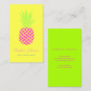 neon pineapple design business card