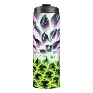 Neon pineapple ropical fruit Hawaiian purple lime Thermal Tumbler