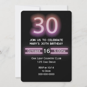 Neon Pink 30th Birthday Party Invitation