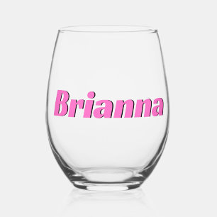 Neon Pink 3D Modern Elegant Name  Stemless Wine Glass