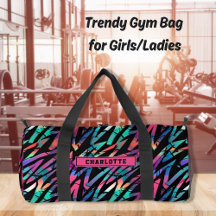 Neon Pink Abstract Grunge Stripes Girls Sports