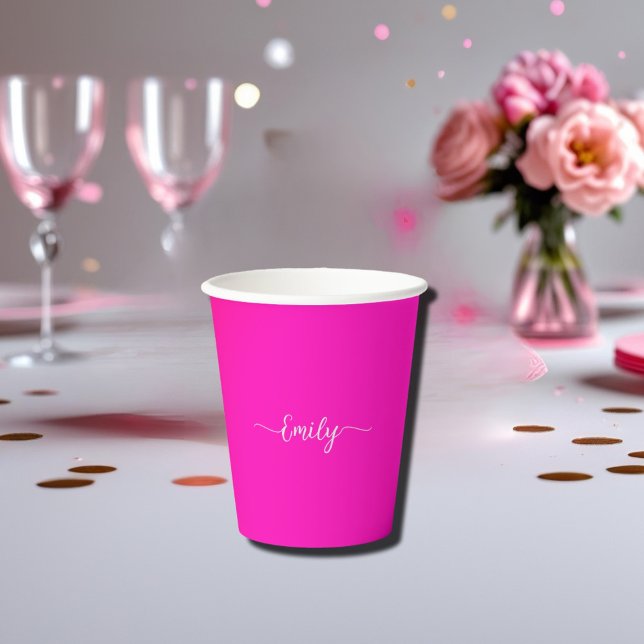 Neon pink  -add name paper cups (Creator Uploaded)