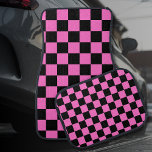 Neon Pink and Black Chequered Chequerboard Vintage Car Mat<br><div class="desc">Neon Pink and Black Chequered Chequerboard | Vintage | Classic | Trendy | Stylish | Fashion | Minimal</div>
