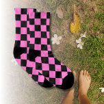 Neon Pink and Black Chequered Chequerboard Vintage Socks<br><div class="desc">Neon Pink and Black Chequered Chequerboard | Vintage | Classic | Trendy | Stylish | Fashion | Minimal</div>