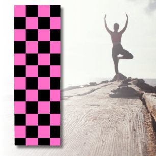 Neon Pink and Black Chequered Chequerboard Vintage Yoga Mat