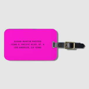 Neon Pink and Black Modern Minimalist Luggage Tag