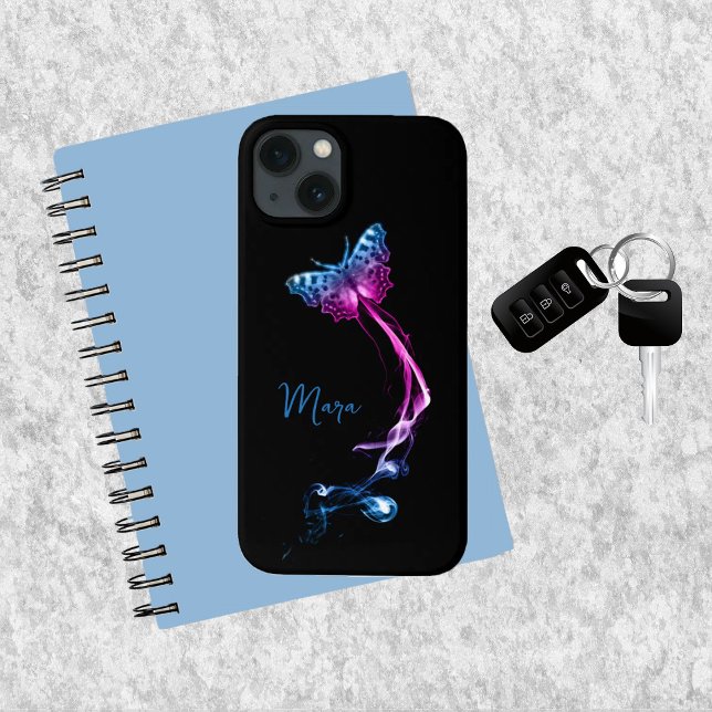 Neon Pink and Blue Butterfly  Case-Mate iPhone Case (Creator Uploaded)