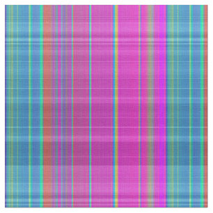 Neon Pink and Blue Plaid Fabric Pattern