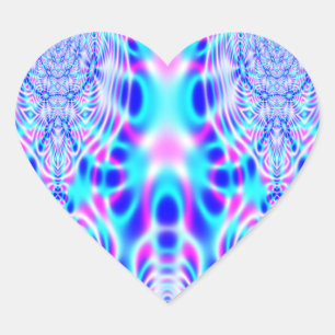 Neon Pink and Blue Rocket Abstract Heart Sticker
