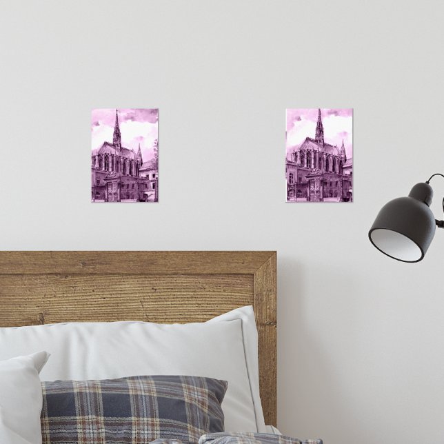 Neon pink and cobalt bridge arcs over a luminous c (Bedroom)