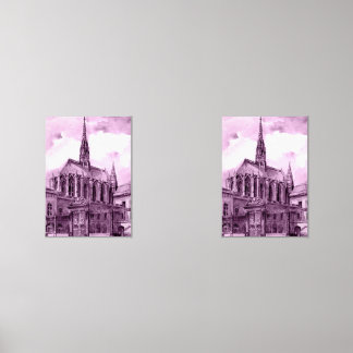 Neon pink and cobalt bridge arcs over a luminous c