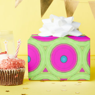 Neon Pink And Green Abstract Circles Wrapping Paper