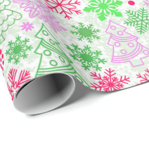 Neon Pink and Green Christmas Wrapping Paper