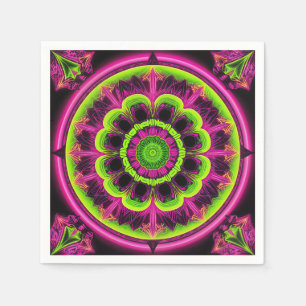 Neon Pink And Green Kaleidoscope Design Napkin