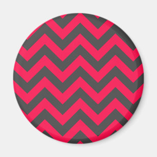 Neon Pink and Grey Chevron Pattern Magnet