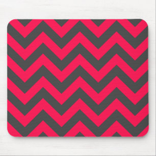 Neon Pink and Grey Chevron Pattern Mouse Mat