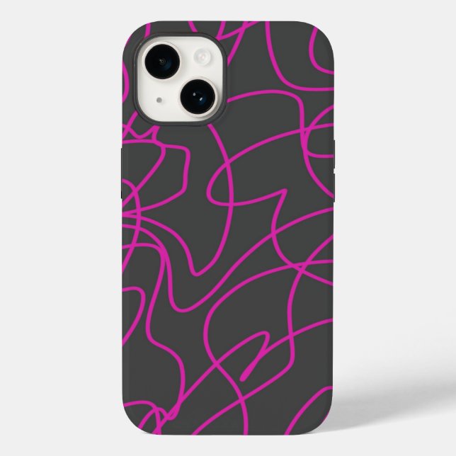 Neon Pink and Grey Line Art Case-Mate iPhone Case (Back)