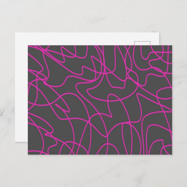 Neon Pink and Grey Line Art Postcard (Front/Back)