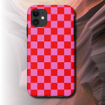 Neon Pink and Red Chequered Chequerboard Vintage iPhone 11 Case<br><div class="desc">Neon Pink and Red Chequered Chequerboard | Vintage | Classic | Trendy | Stylish | Fashion | Minimal</div>