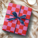 Neon Pink and Red Chequered Chequerboard Vintage Wrapping Paper<br><div class="desc">Neon Pink and Red Chequered Chequerboard Vintage Wrapping Paper</div>