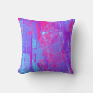 Neon Pink & Aqua Blue Abstract Cushion