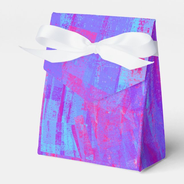 Neon Pink & Aqua Blue Abstract Favour Box (Front Side)