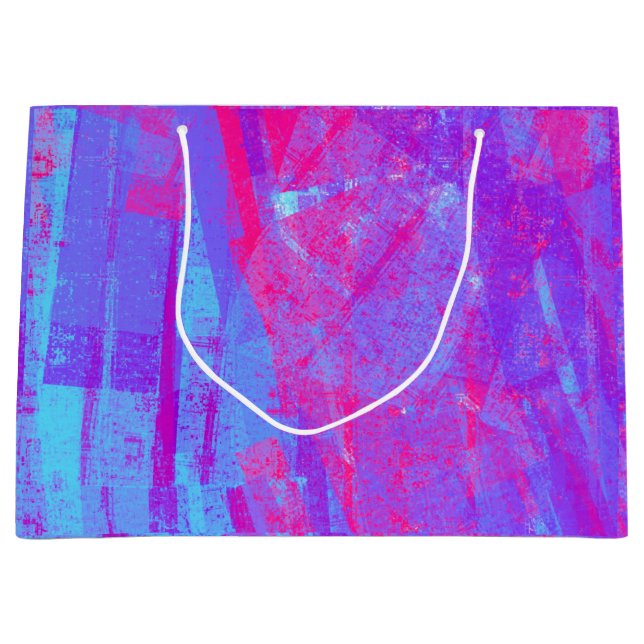 Neon Pink & Aqua Blue Abstract Large Gift Bag (Front)