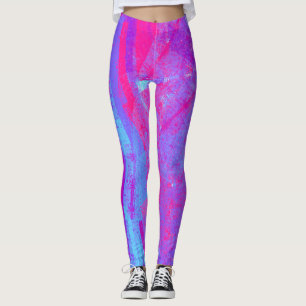 Neon Pink & Aqua Blue Abstract Leggings