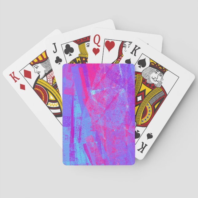 Neon Pink & Aqua Blue Abstract Playing Cards (Back)