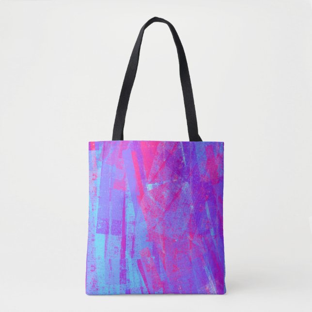 Neon Pink & Aqua Blue Abstract Tote Bag (Front)