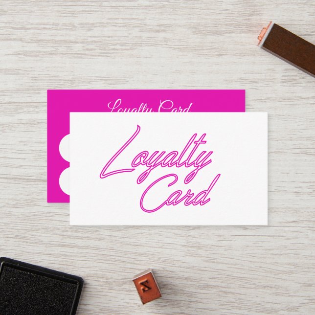 Neon Pink Beauty Salon Loyalty Punch Card (Front/Back In Situ)