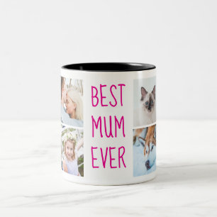 Neon Pink Best Mom Ever Custom Photo Mug