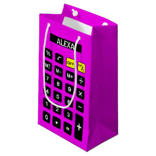 Neon Pink Birthday Calculator   Small Gift Bag