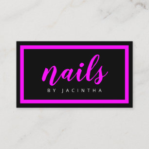 Neon Pink Black Nail Technician Salon Retro Custom Business Card