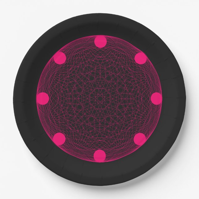 Neon Pink & Black Party Plate – Customisable (Front)