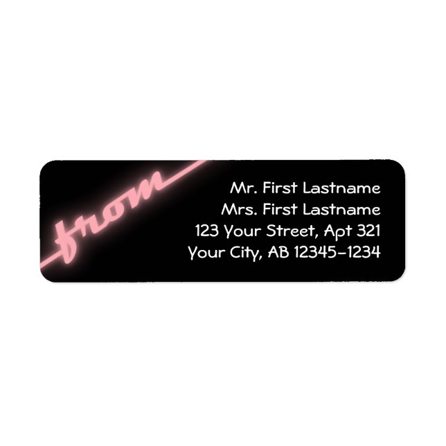 Neon Pink & Black Return Address Labels (Front)