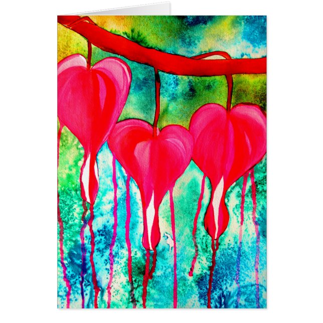 Neon pink Bleeding Hearts art flowers (Front)