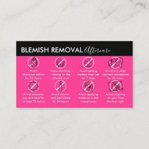 Neon Pink Blemish Removal aftercare Business Card