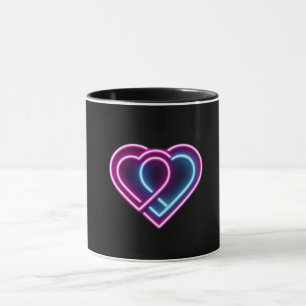 Neon pink/blue heart Valentine's day mug