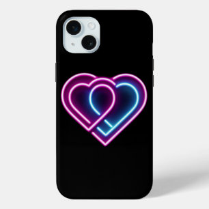 Neon pink/blue heart Valentine's day mug iPhone 15 Mini Case
