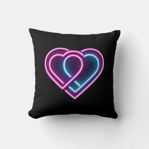 Neon pink/blue heart Valentine's day mug Cushion
