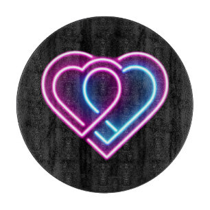 Neon pink/blue heart Valentine's day mug Cutting Board