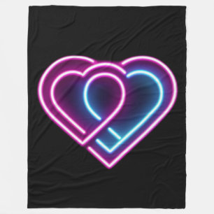 Neon pink/blue heart Valentine's day mug Fleece Blanket